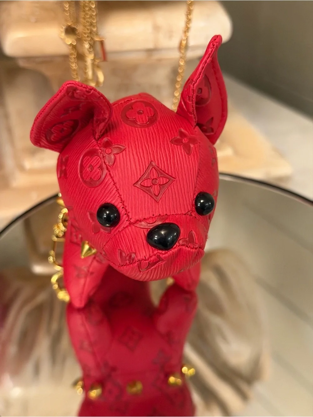 Luxury Red Designer-Inspired Dog Keychain Charm